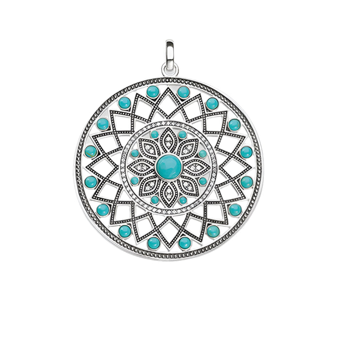 925 Sterling Silver Blue Turquoise Stone Pendant Fashion Jewelry For Women