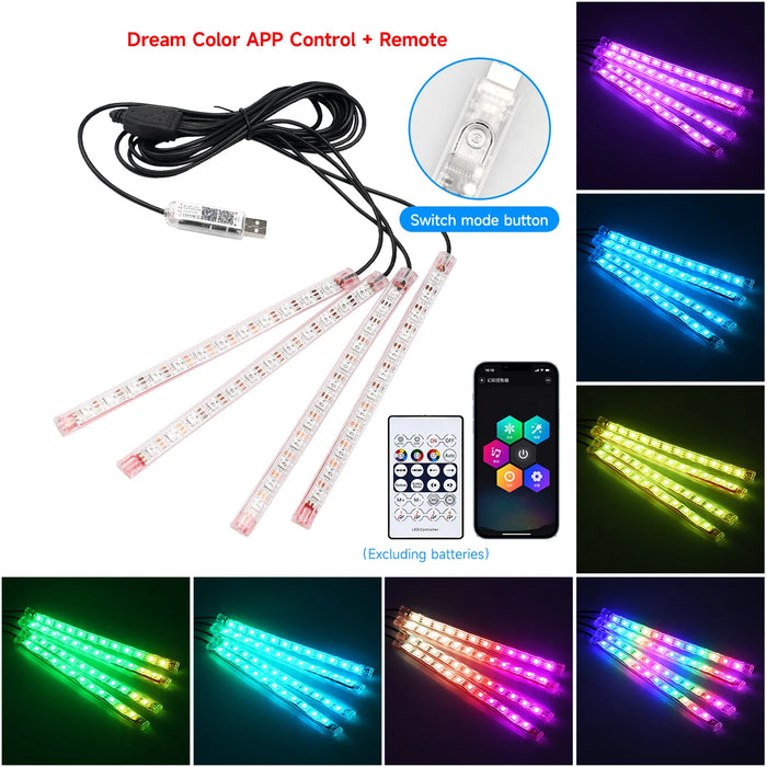 Rgb Car Interior Led Light Kit Remote Control