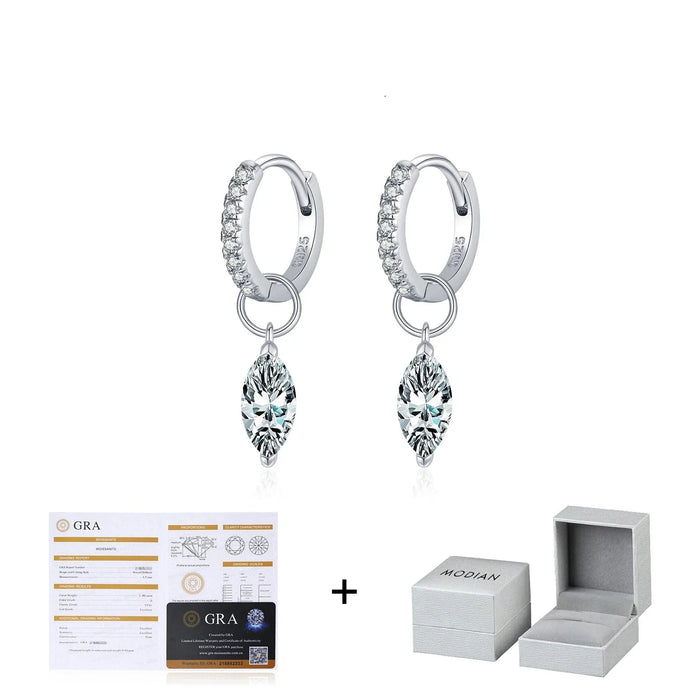 925 Sterling Silver 0.5Ct D Colour Moissanite Hoop Earrings In For Women