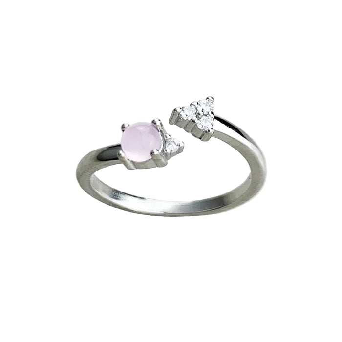 925 Sterling Silver Shimmering Pink Opal Arrow Ring Romantic Gift