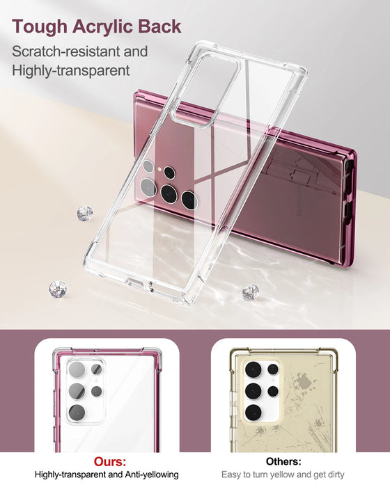 For Samsung Galaxy S22 Ultra Built In Screen Protector Hybrid Hard Shell Tpu Bumper Rugged Case