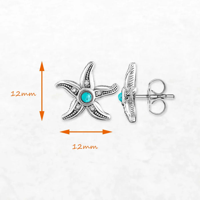 925 Sterling Silver Starfish Studs Chic Gift For Women