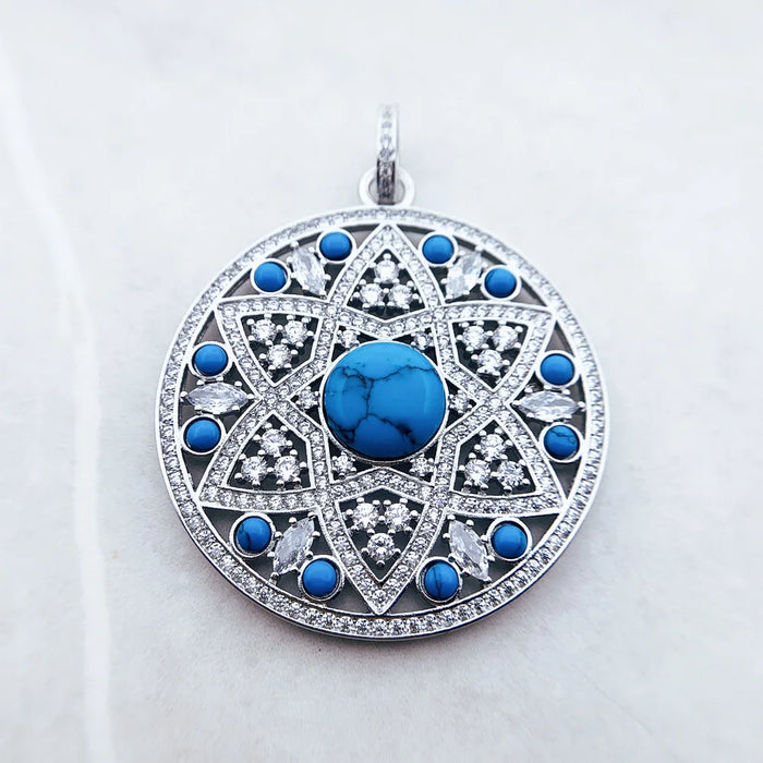 925 Sterling Silver Blue Ornament Pendant Fashion Jewelry For Women