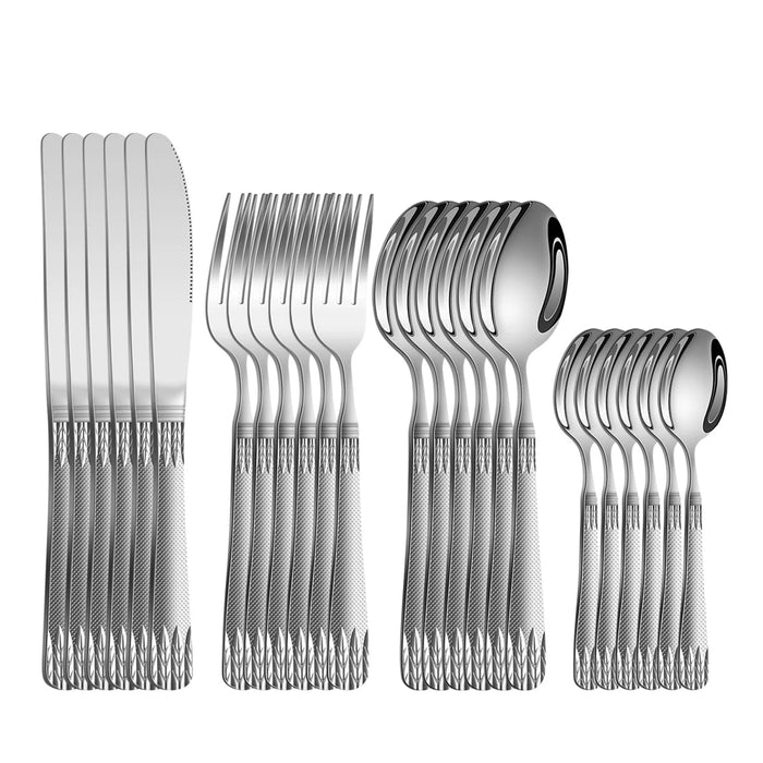 4 / 6 / 16 / 24 Piece Stainless Steel Wheat Ear Cutlery Set
