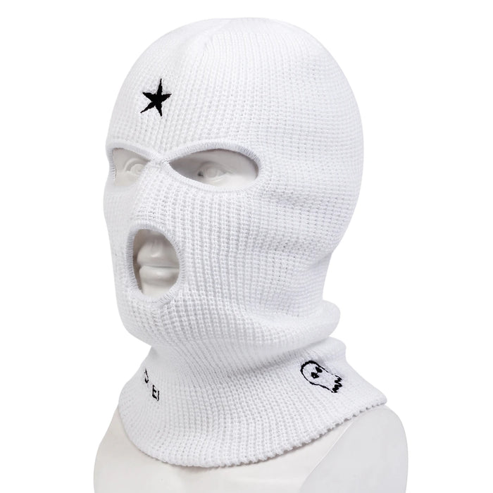 Ghost Embroidery Masked Knitted Hat For Outdoor Activities