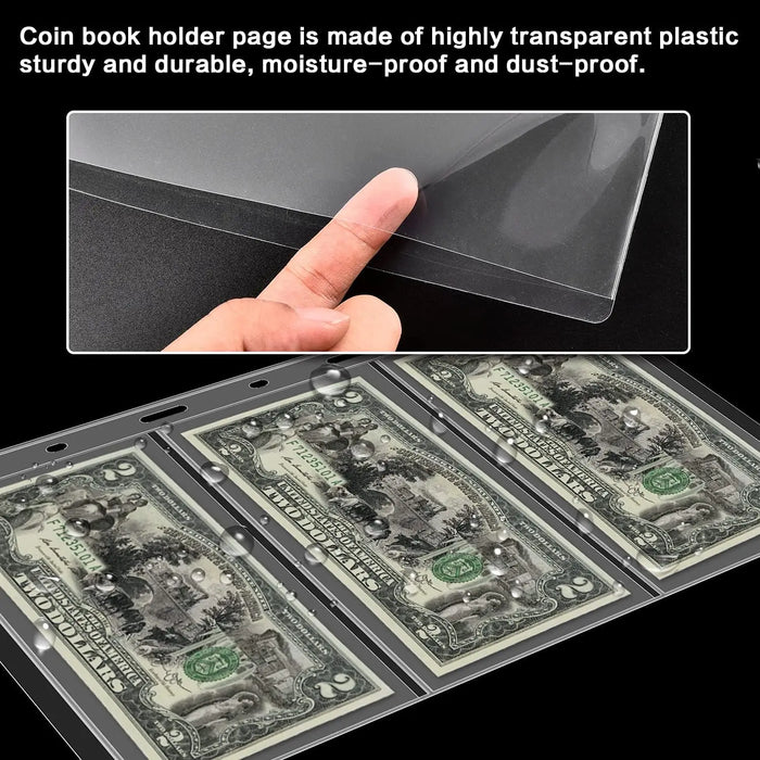 200 Pocket Coin Collection Book 30 Sleeve Paper Money Display Case