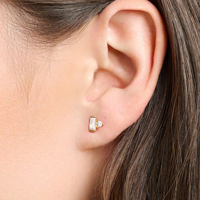 925 Sterling Silver Dancing Stones Stud Earrings Elegant Gift For Women