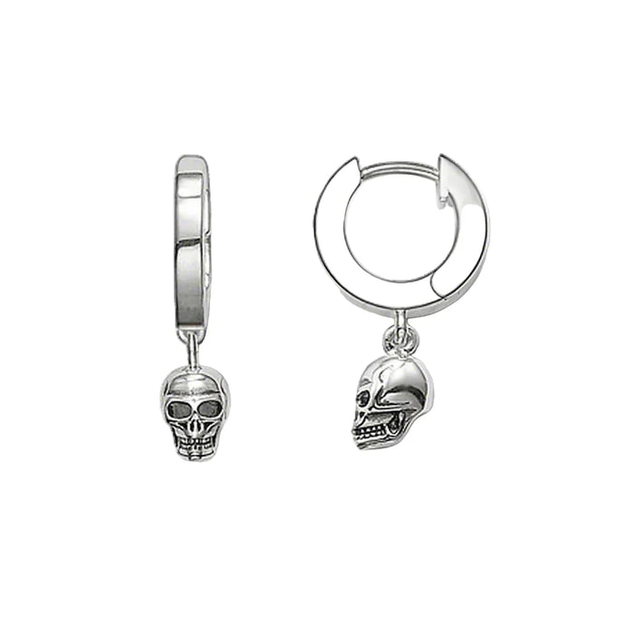 925 Sterling Silver Skull Hinged Hoop Earrings Fine Jewelry For Men And Women