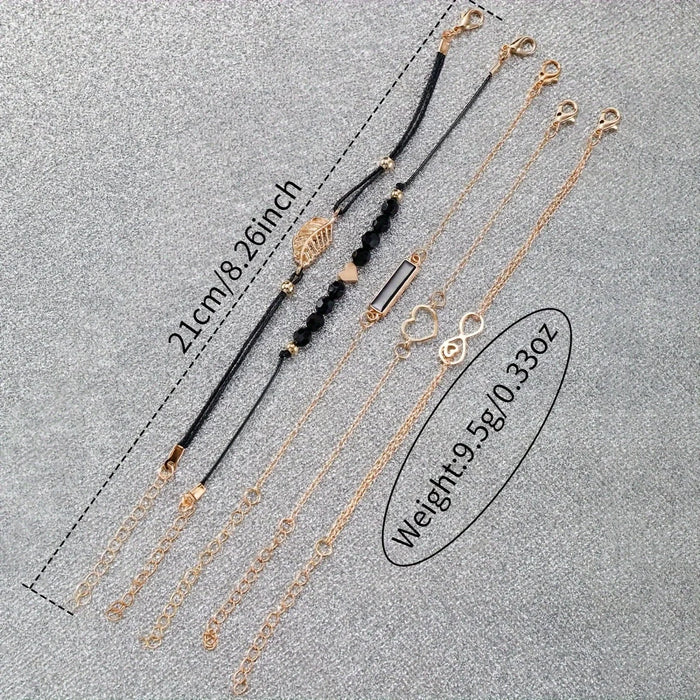 6 Piece Heart Rhinestone Watch Bracelet Set