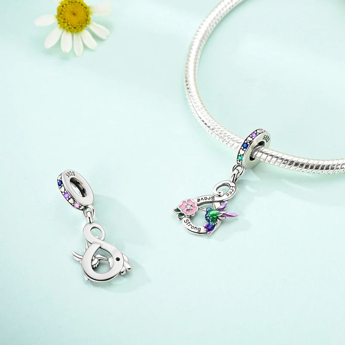 925 Sterling Silver Hummingbird Pendant Charm For Women Diy Gift