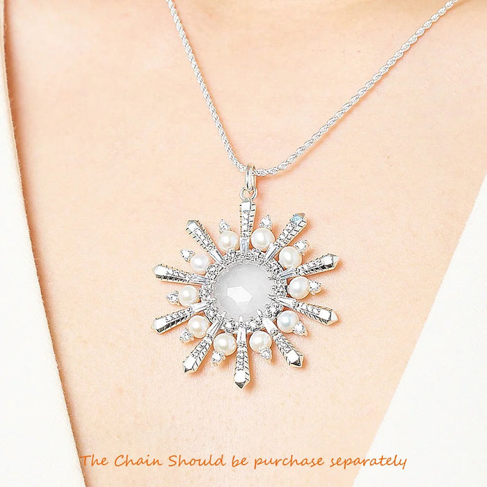 925 Sterling Silver Sparkling Winter Sun Pendant Jewelry For Women