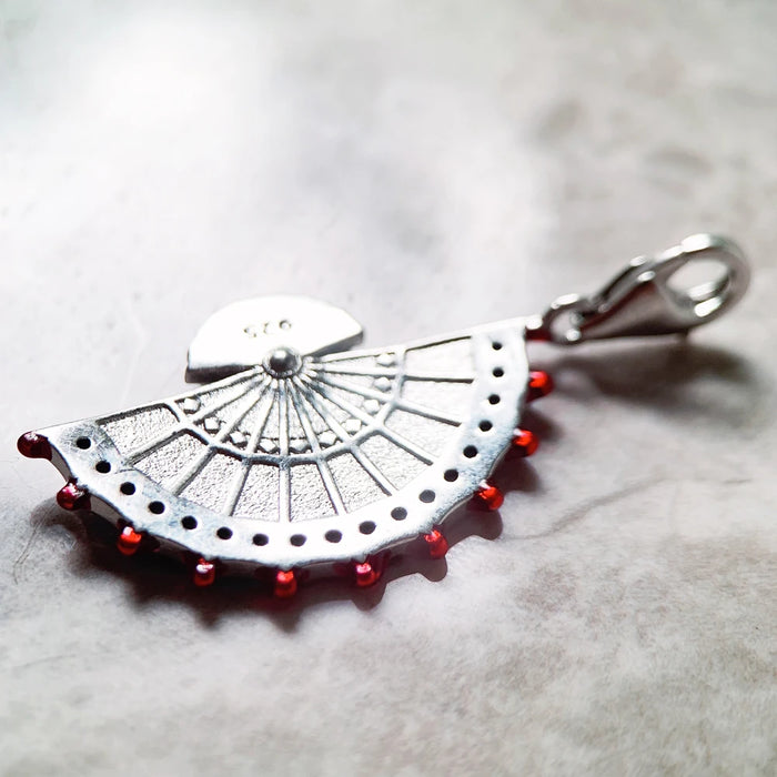 925 Sterling Silver Red Fan Spring Pendant Fashion Jewelry For Women