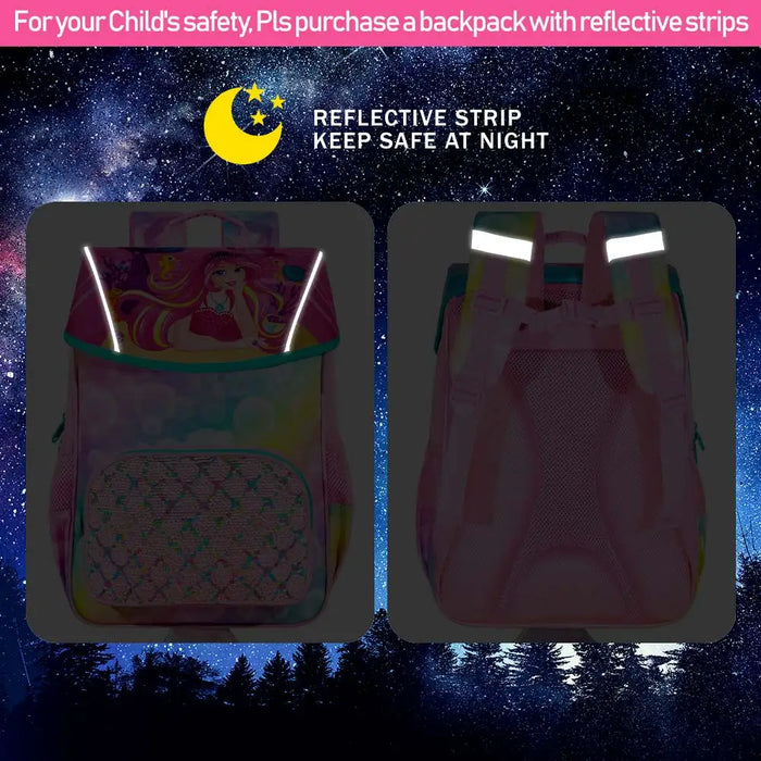 3 Piece Mermaid Backpack Set For Girls 15 Inch Sequin Bookbag With Lunch Box