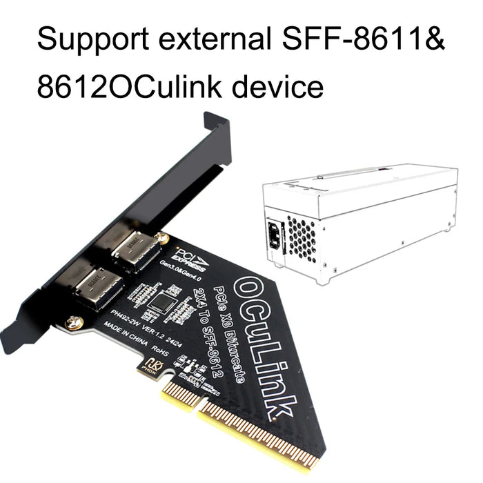 Pciex8 4.0 Oculink Pcie To Sff 8611 & 8612 Adapter Card Pci Express To Sff-8612 Expansion Card Adapter Convert Card For Windows