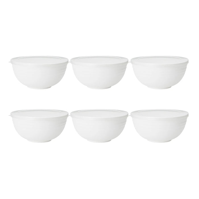 2 / 4 / 6 Piece Reusable White Plastic Bowls With Lids
