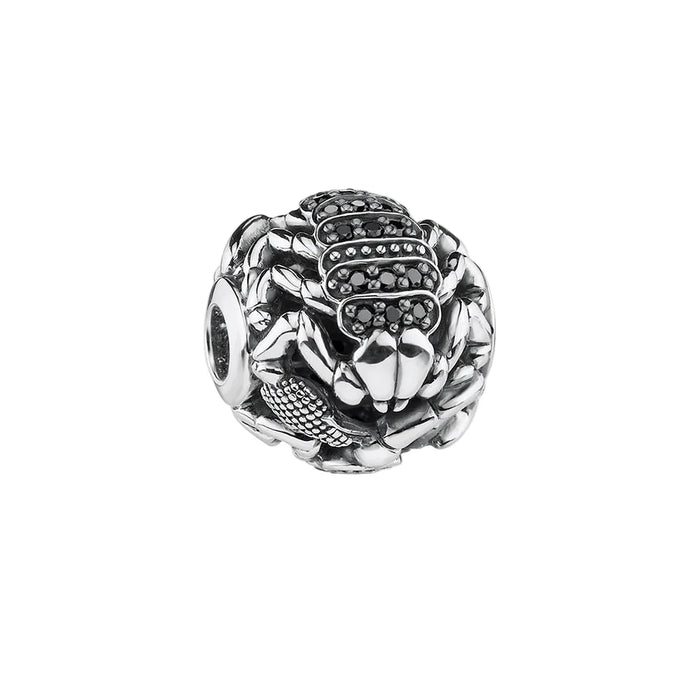 925 Sterling Silver 5Mm Hole Black Scorpion Charm For Diy Jewelry Making Punk Rebel Street Style Fits Women And Men European Fashion Gift
