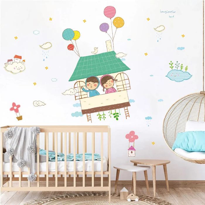 Adorable Cartoon Balloon Wall Stickers For Nursery Decor