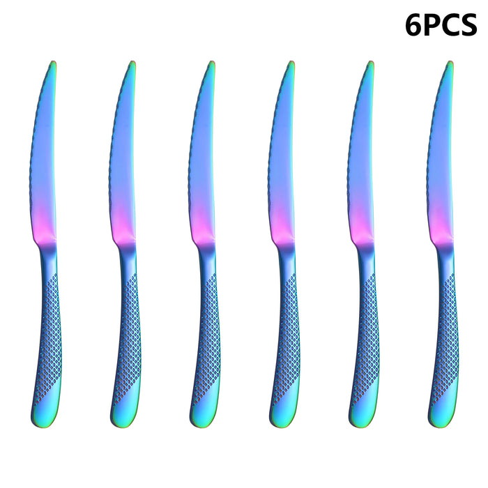 4 / 6 / 16 / 24 Piece Colourful Stainless Steel Tableware Set Star Diamond Series Includes Knife Fork Spoon Western Style