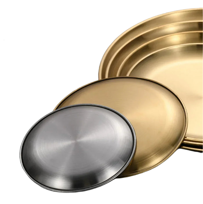 4 Piece Stainless Steel Bbq Plate Set For Meat Vegetables And Fruit