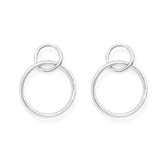 925 Sterling Silver Simple Circles Earrings Fine Jewelry For Women Autumn Collection