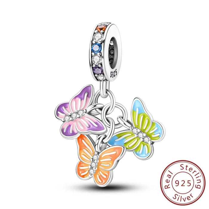 925 Sterling Silver Butterfly Pendant Fits Bracelet Diy Gift For Women