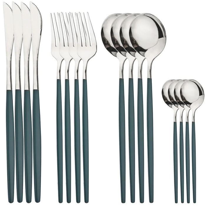 16 Piece Stainless Steel Cutlery Set With Gold Finish