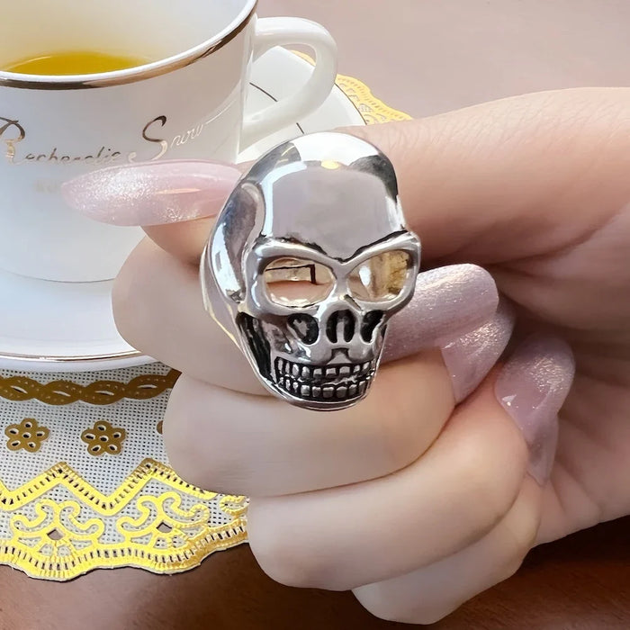 925 Sterling Silver Rebel Street Fashion Skull Ring Unisex Punk Europe