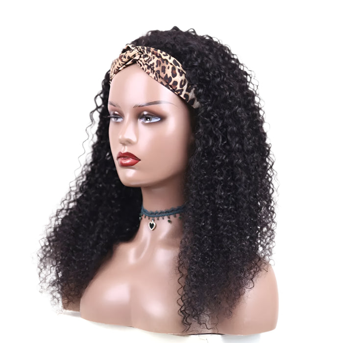 Kinky Curly Human Hair Headband Wig for Women