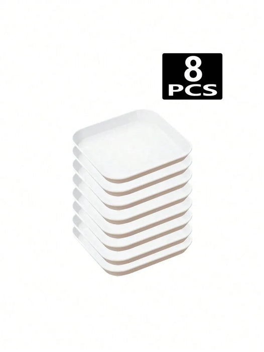 4 / 8 / 12 Piece Reusable White Plastic Square Plates Perfect For Camping Picnics And Restaurants