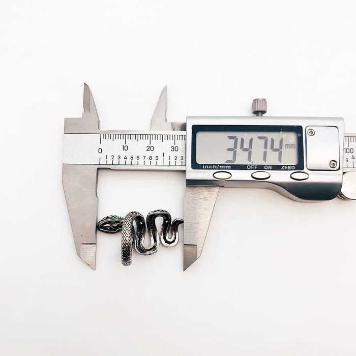 925 Sterling Silver Boho Blue Snake Pave Open Ring