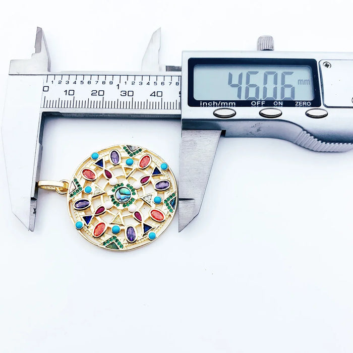 925 Sterling Silver Golden Colourful Amulet Pendant Jewelry For Women