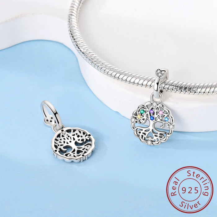 925 Sterling Silver Family Tree Pendant Fits Bracelet Diy Gift