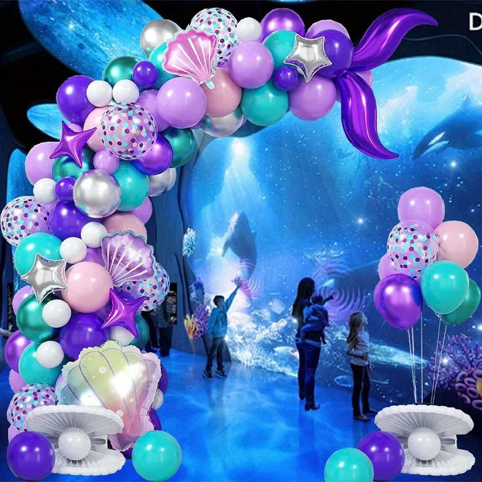 112 Mermaid Themed Balloon Set Suitable For Aquarium Decoration Birthday Wedding Outdoor Beach Swimming Pool Anniversary Summer