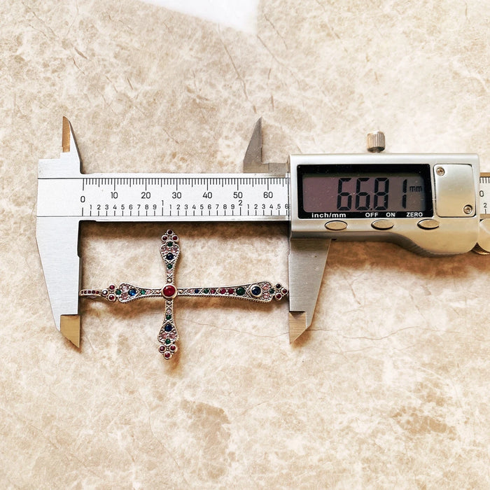 925 Sterling Silver Bohemian Cross Pendant Colourful Victorian Jewelry For Women