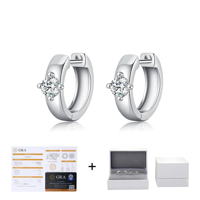 925 Sterling Silver Moissanite Hoop Earrings: Lab Diamond