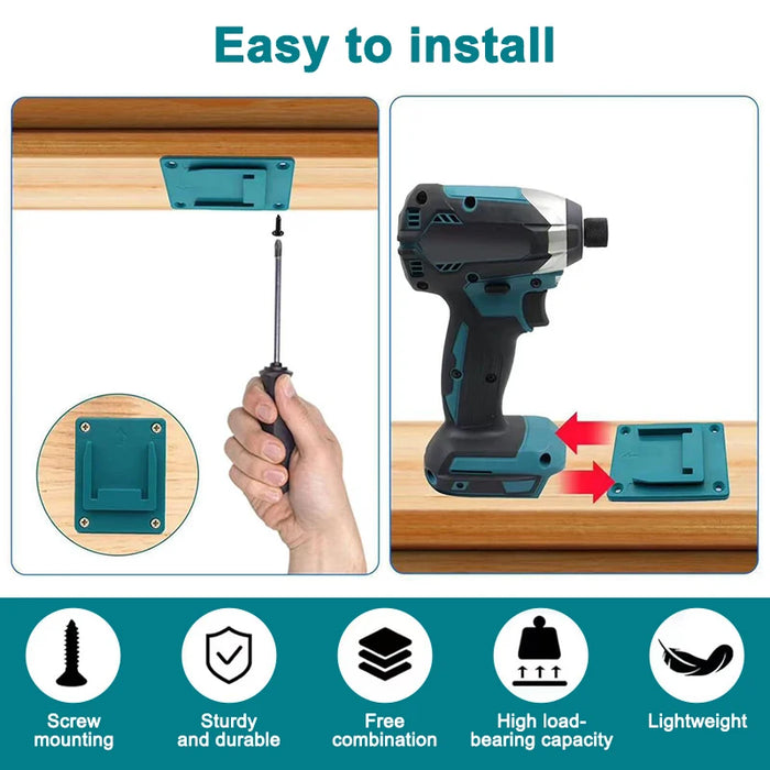 5 Pack Wall Mount Battery Rack For 14.4V 18V Li Ion Tools