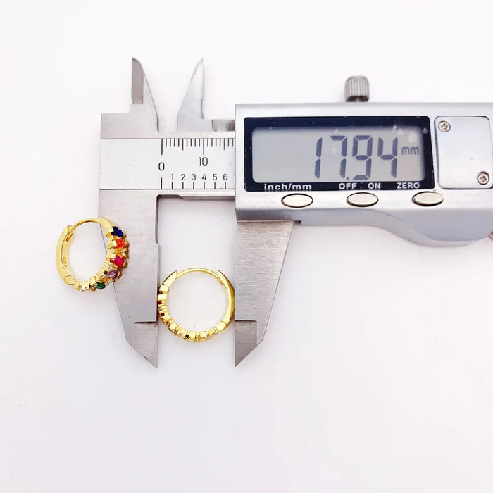 925 Sterling Silver Colourful Stone Hoop Earrings European Style Fine Jewelry For Women Bohemian