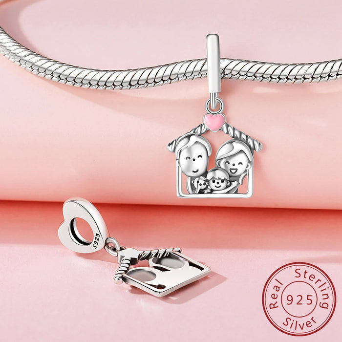 925 Sterling Silver Family Forever Pendant Fits Bracelets Diy