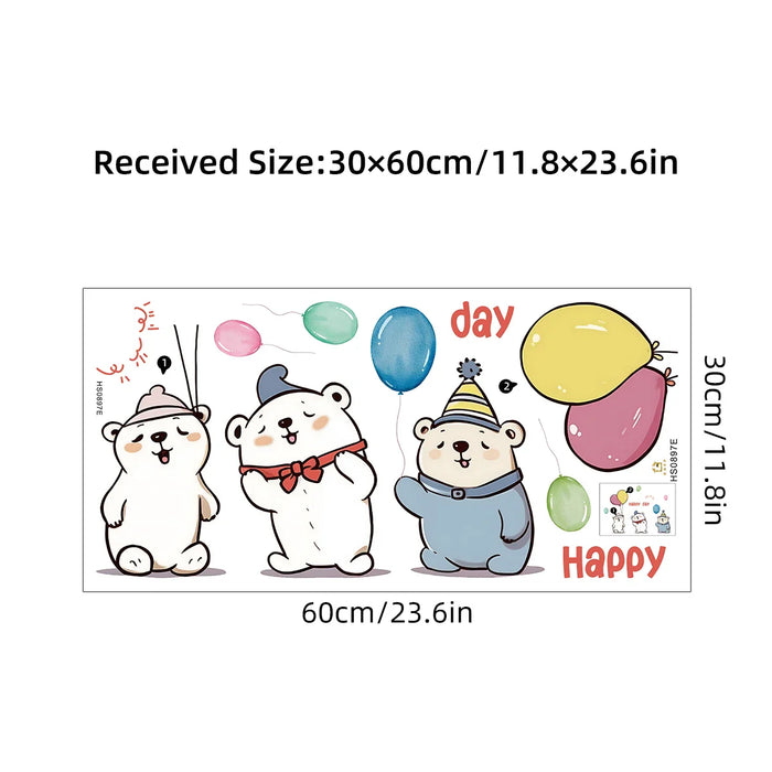 Adorable Balloon Bear Wall Stickers For Kids Room Decor