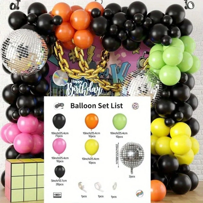 140 Pcs Black Orange Balloon Arch Kit With Disco Aluminum Film Balloon For Birthday Parties Weddings Graduation Ceremony Etc