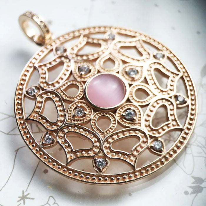 925 Sterling Silver Romantic Rose Gold Lotus Pendant Jewelry For Women