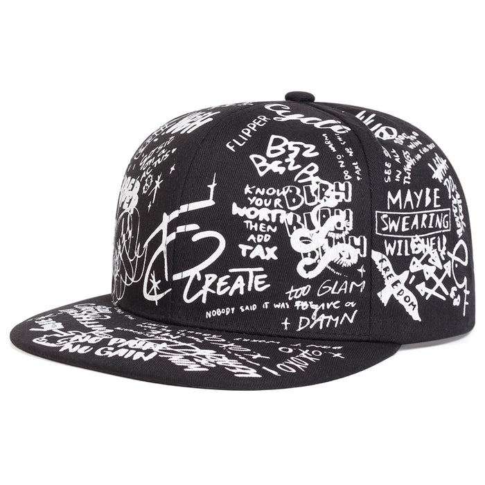 88 Letter Graffiti Print Unisex Hip Hop Hat Adjustable Baseball Cap For Spring / Autumn