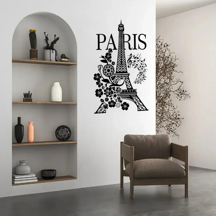 Eiffel Tower Flower Wall Sticker For Kids Room Decor