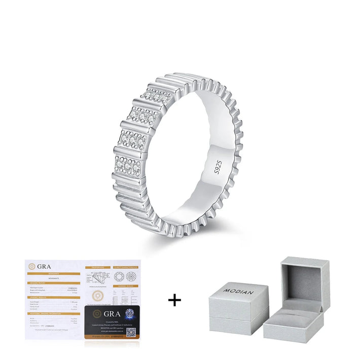 925 Sterling Silver Dazzling D Colour Moissanite Eternity Ring