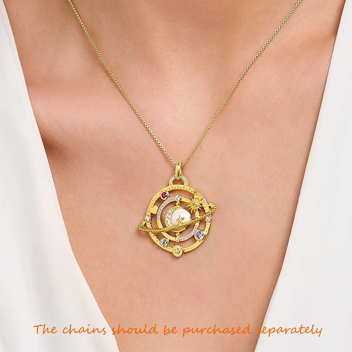 925 Sterling Silver Bohemia Cosmic Planetary Ring Amulet For Women & Men