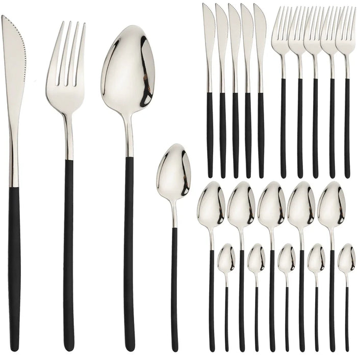 24 Piece Stainless Steel Cutlery Set For Kitchen Dining