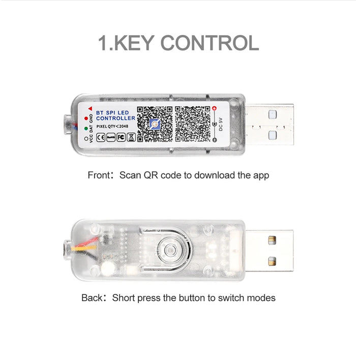 48Led Usb Car Foot Light Strip Music Control App & Button Switch Full Colour Atmosphere Decor 5V