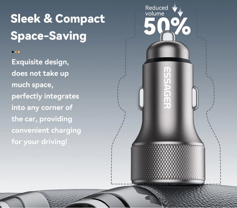 Usb C Car Charger 45W 2 Ports Pd3.0 Qc3.0 Digital Display Car Phone Charger For Iphone 16 15 Xiaomi Huawei Samsung Oppo