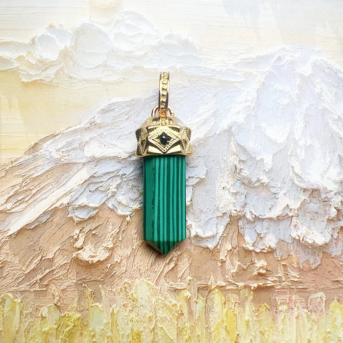 925 Sterling Silver Green Stone Hexagon Pendant European Style Jewelry Trendy Gift For Men & Women