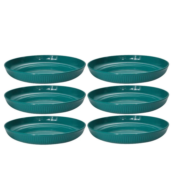 2 / 4 / 6 Piece Reusable Dark Green Striped Plastic Plates